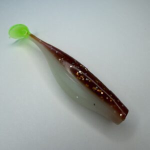 Brown glitter paddle-tail fishing lure