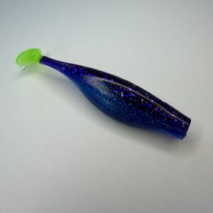 Blue and green soft plastic fishing lure