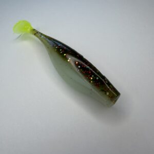 Green glitter soft plastic fishing lure